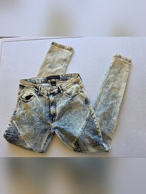 Skinny Acid Wash Men’s Jeans - Light Blue